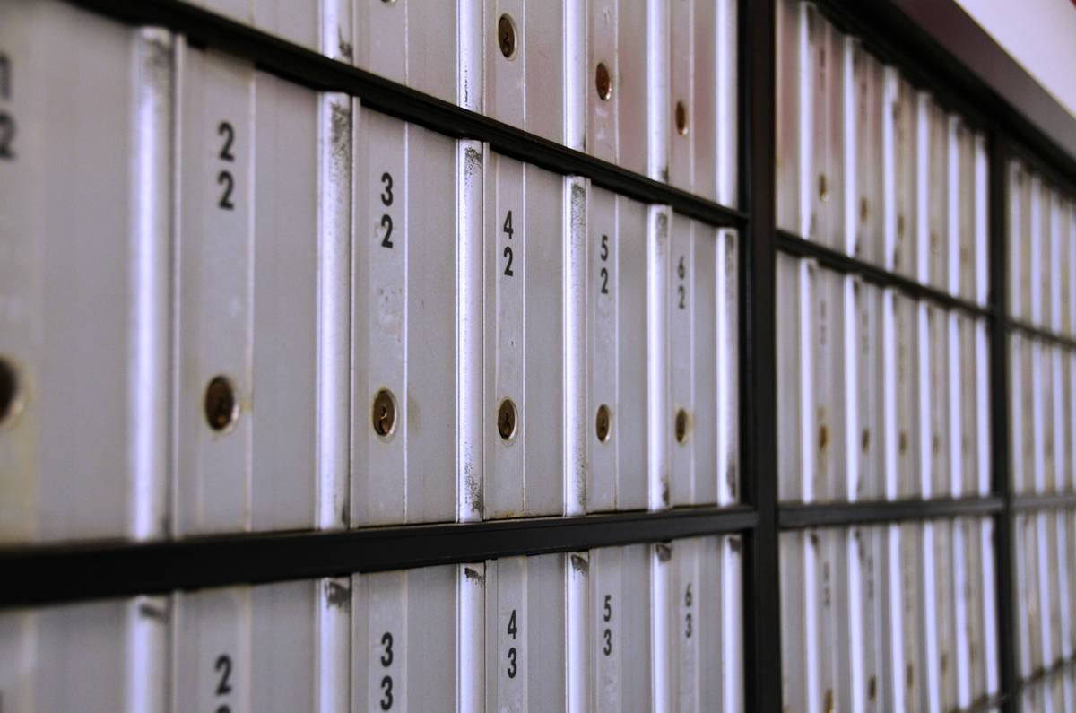 USPS post office mailboxes.